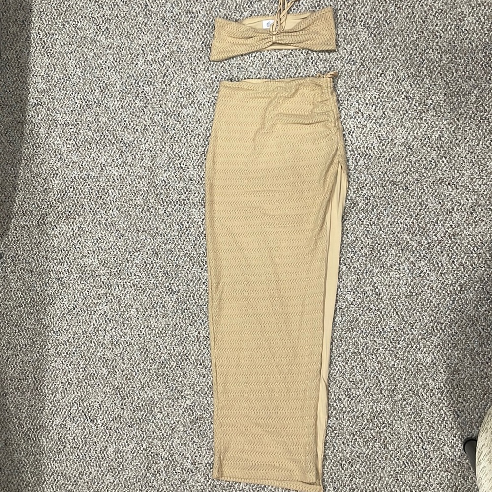 Beige Crochet Vacation Set